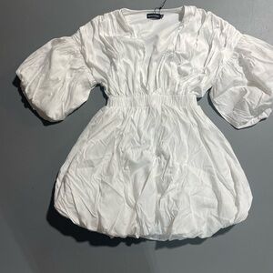 PrettyLittleThing Ivory Satin Dress